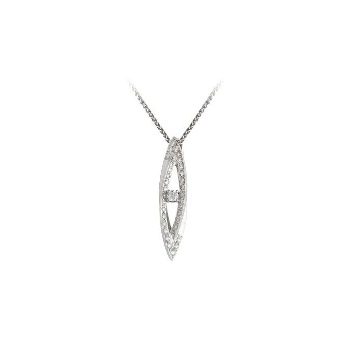 Diamond Fancy Drop Pendant & Chain in 18ct White Gold