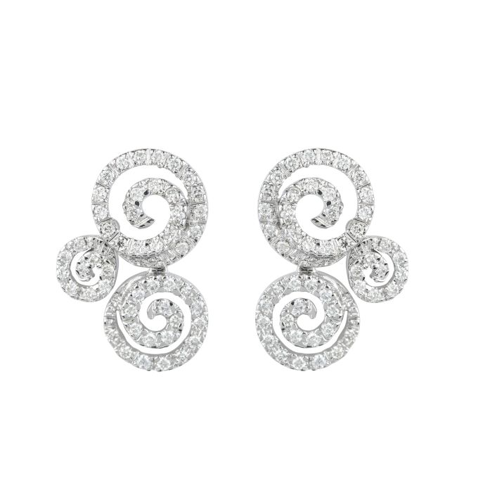 Diamond Circular Earrings in 18ct White Gold