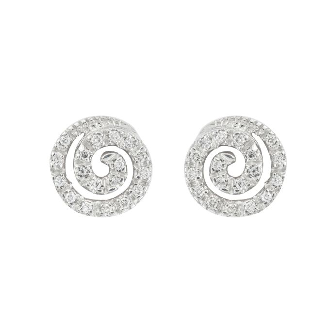 Diamond Circular Motif Earrings in 18ct White Gold