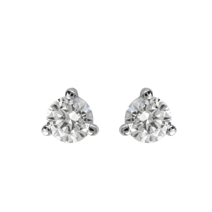 Diamond Single Stone Stud Earrings in 18ct White Gold