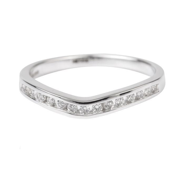 HET419 Shaped Half Eternity Ring Channel set with Brilliant Cut Diamonds in 18ct White Gold