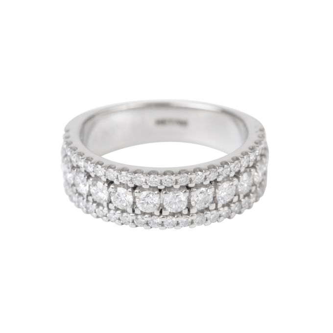 HET769 Three Row Half Eternity Diamond Ring in Platinum