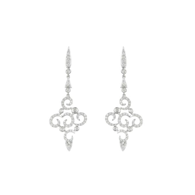 Diamond Fancy Long Drop Earrings in 18ct White Gold