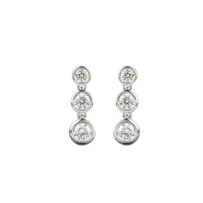 Diamond Line Drop Earrings in 18ct White Gold