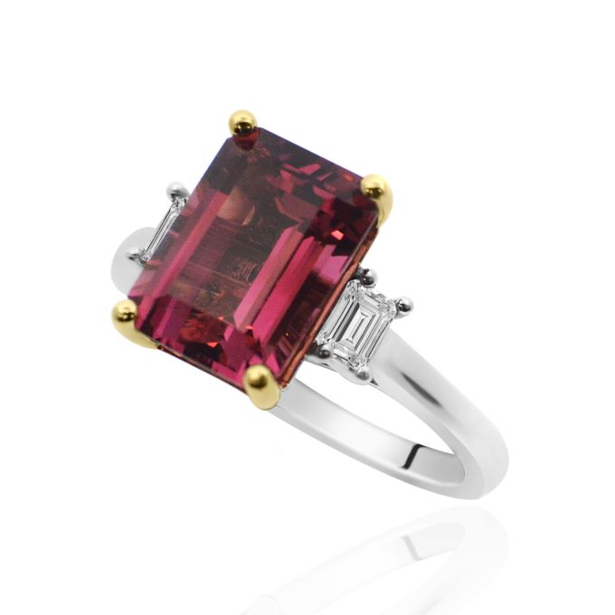 3.42ct Pink Tourmaline & Diamond Ring in 18ct White & Rose Gold | HM23506