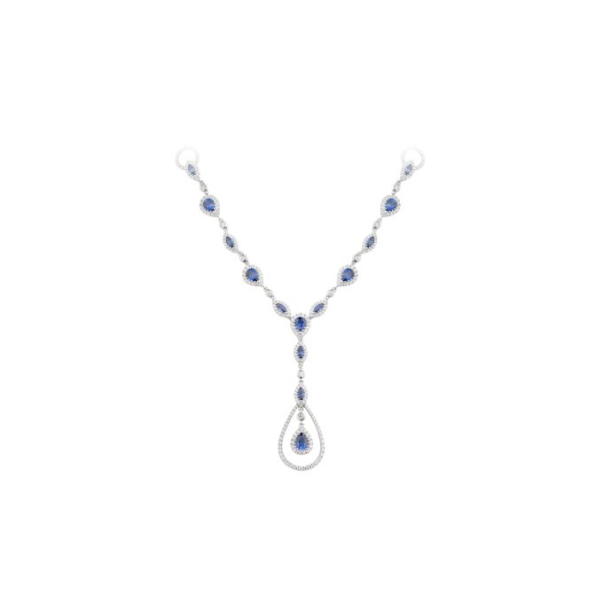 Sapphire & Diamond Drop Necklace