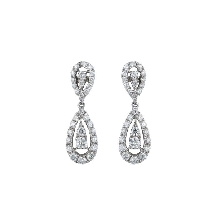 Diamond Fancy Stud & Drop Earrings in 18ct White Gold