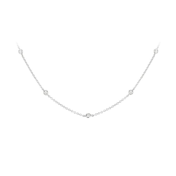 Diamond Spaced Rubover set Chain in 18ct White Gold