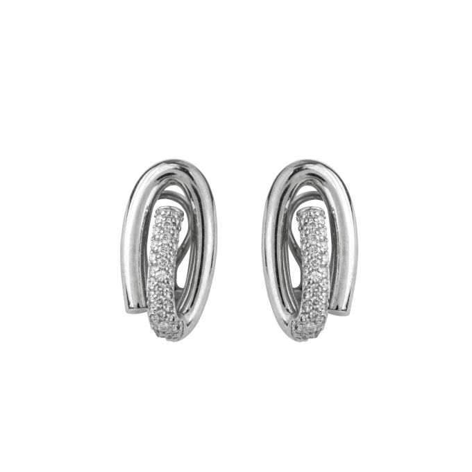 Diamond Pave-set Earrings in 18ct White Gold