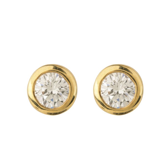 Diamond Single Stone Earrings in 18ct Yellow Gold