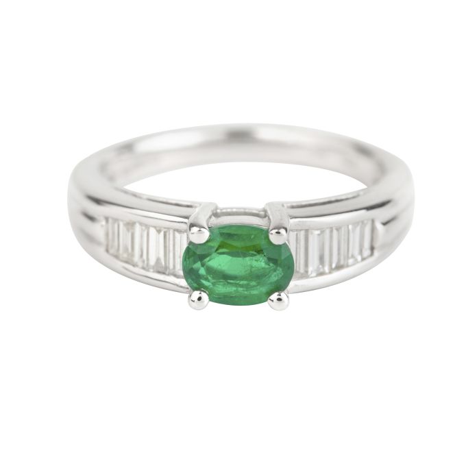 TP00551 Emerald & Diamond Dress Ring in 18ct White Gold
