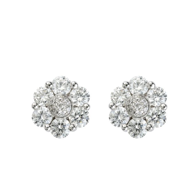TP11621 Diamond Cluster Earrings in 18ct White Gold