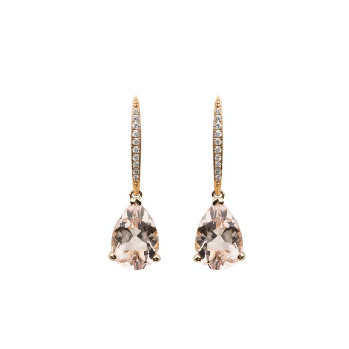 Morganite & Diamond Drop Earrings in 18ct Rose Gold