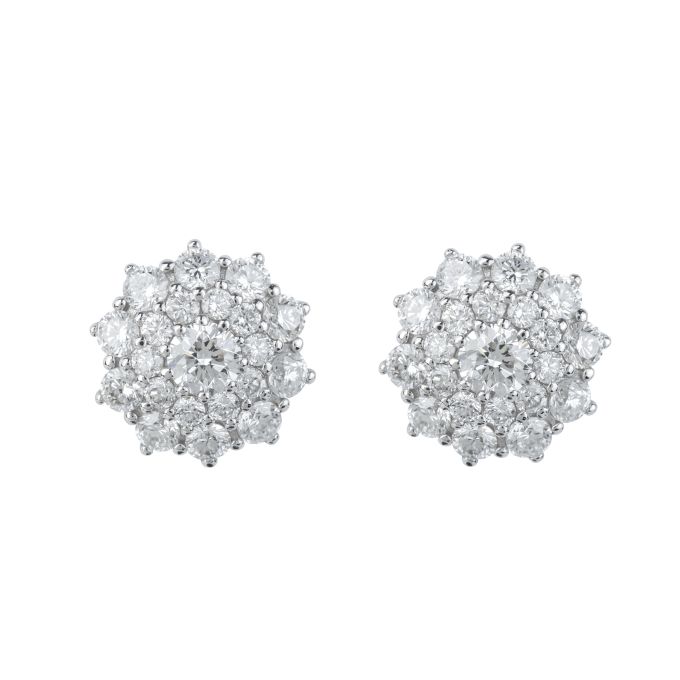 Diamond Cluster Earrings in 18ct White Gold