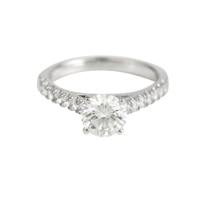 JW11507 Certificated Diamond Engagement Ring in Platinum (HRD 1.19ct F VVS 1; Total - 1.64ct)