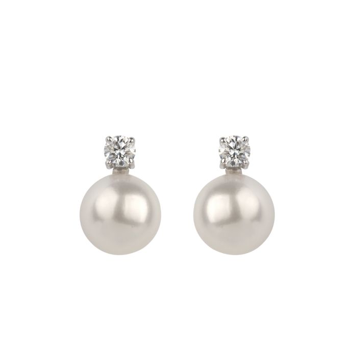 Cultured Pearl & Diamond Detachable Earrings in 18ct White Gold