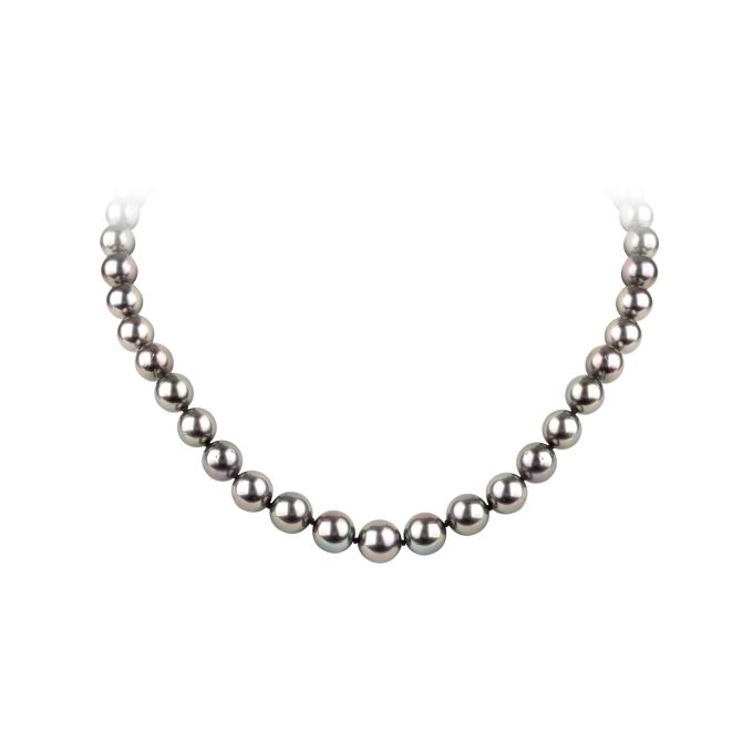 Tahitian Cultured Pearl Graduate Choker with Diamond set Clasp in 18ct White Gold