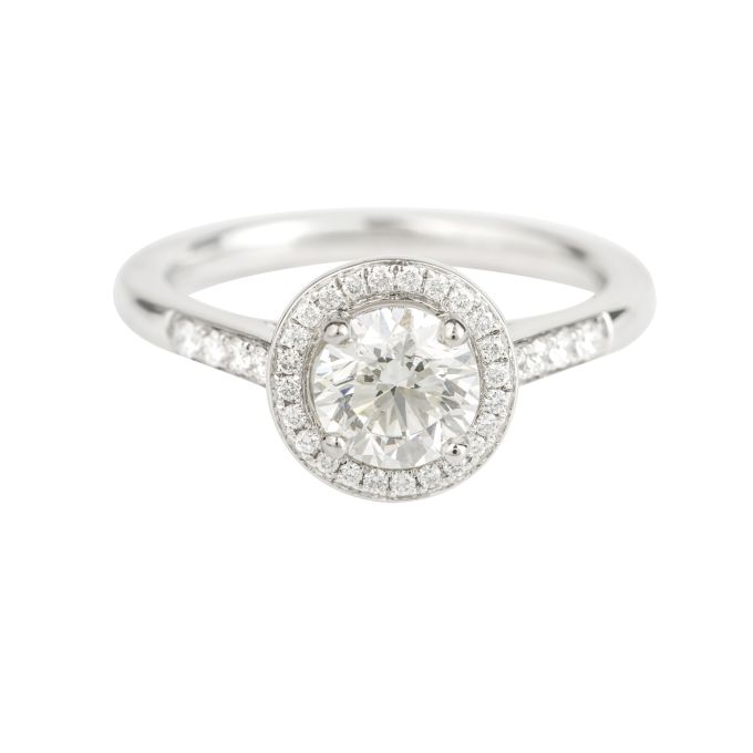 SN10501 Certificated Diamond Engagement Cluster Ring in Platinum (GIA 1.01ct G VS 2; Total - 1.22ct)